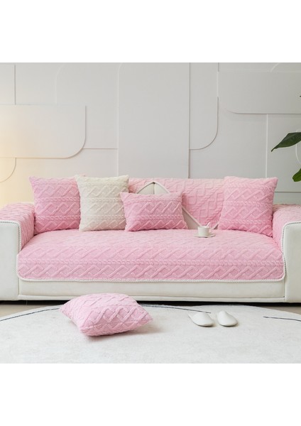 Peluş Kanepe Minimalist Oturma Odası Kaymaz Koltuk Örtüsü - Pembe (Yurt Dışından)