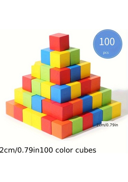 Tcherchı 100 Adet Küp Öğretim Yardımcıları Yapı Taşları Geometrik Uzay Grafik Yapı 3 Istifleme Çocuk Eğitici Oyuncaklar (Yurt Dışından)