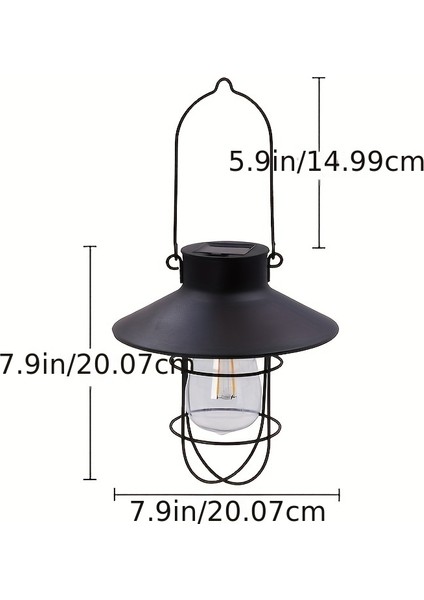 Dış Mekan Için Güneş Enerjili Vintage Tungsten LED Işık Siyah (Yurt Dışından)