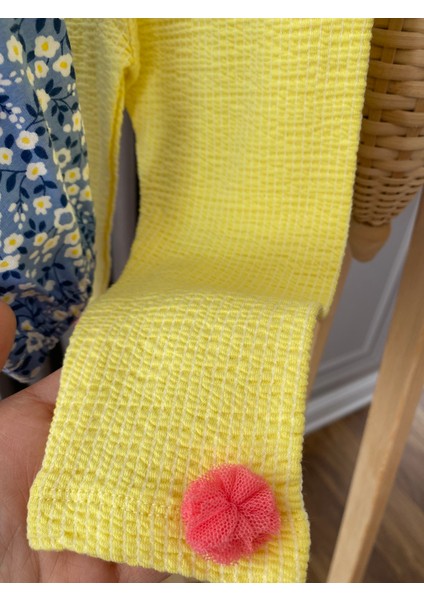 Babyaden Ponponlu Rahat Kesim Pamuklu Penye Uzun Taytlı Kız Bebek Çocuk Takım