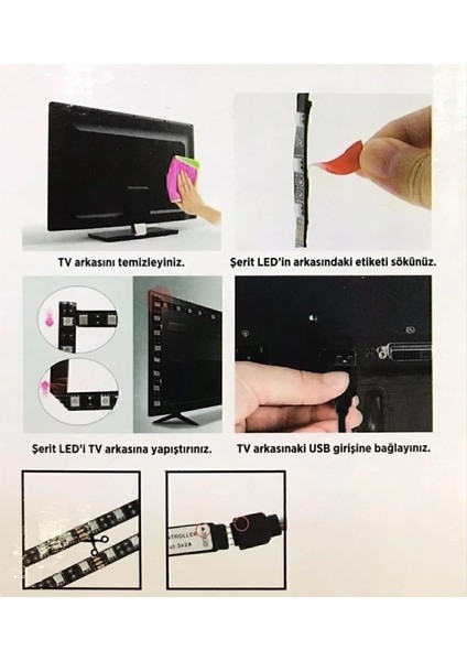 Tv Arkası Rgb LED Aydınlatma USB Bağlantılı 3 Metre modelleri