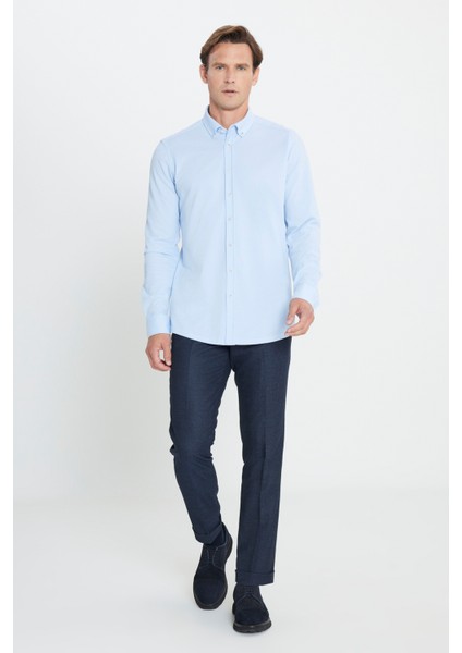 Pamuklu Örme Slim Fit Dar Kesim Düğmeli Yaka Gömlek fiyatları