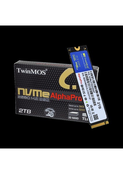 NVME2TB2280AP, Alphapro, 2tb, 3600-3250MB/S, Gen3, Nvme Pcıe M.2 2280, Ssd, Tlc, 3dnand