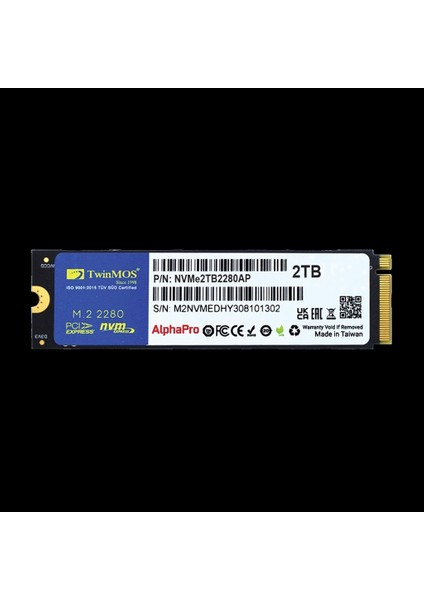 NVME2TB2280AP, Alphapro, 2tb, 3600-3250MB/S, Gen3, Nvme Pcıe M.2 2280, Ssd, Tlc, 3dnand