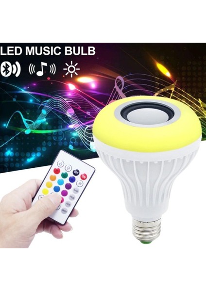 Uzaktan Kumandalı Bluetooth ve Hoparlörlü Müzik Çalabilen Rgb LED Ampul 12W