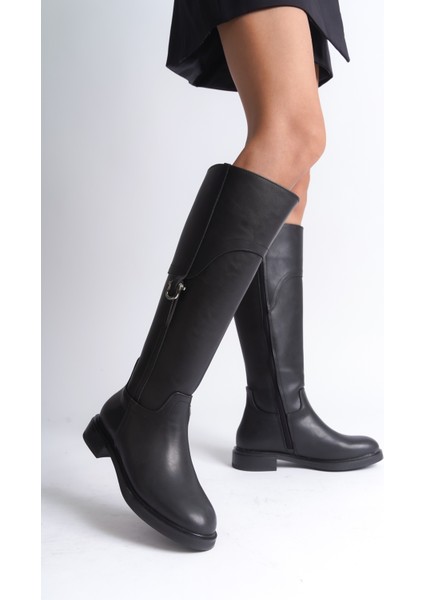 Tokalı Binici Fermuarlı Kadın Çizme