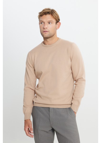 Pamuklu Standart Fit Normal Kesim Bisiklet Yaka Triko Kazak