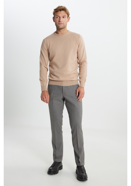 Pamuklu Standart Fit Normal Kesim Bisiklet Yaka Triko Kazak fiyatları