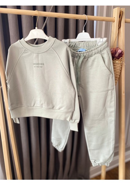aden Memories Kabartma Yazılı Çift Cepli Jogger Model Şardonsuz Okul Kız Çocuk Eşofman Takımı
