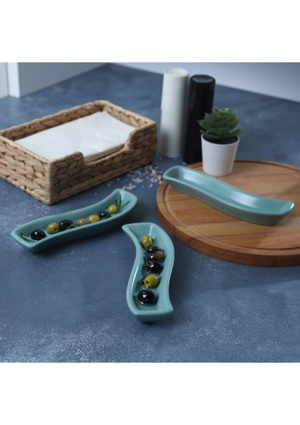 Mat Açık Yeşil İvory Zeytinlik 18 Cm 3 Adet