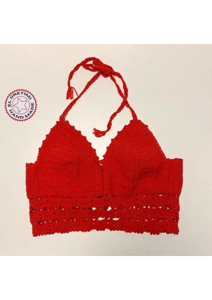 El Yapımı Kırmızı Crop Top
