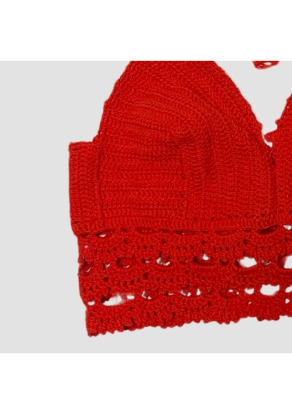 El Yapımı Kırmızı Crop Top