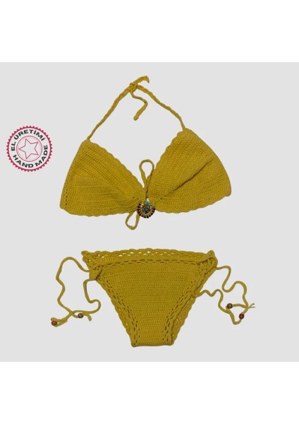 El Yapımı Sarı Bikini Takım