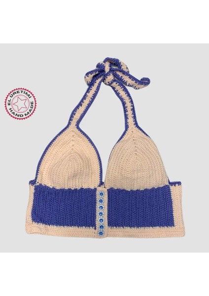 El Yapımı Düğmeli Crop Top