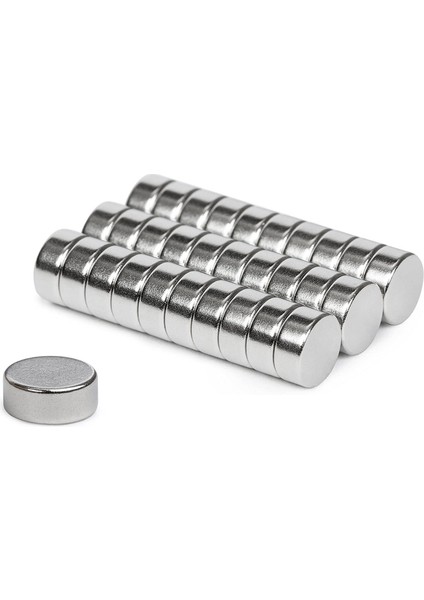 Ø12X5 mm Neodyum Mıknatıs - Çap 12 Mm, Kalınlık 5 mm - Yuvarlak Güçlü Mıknatıs (10 Adet)