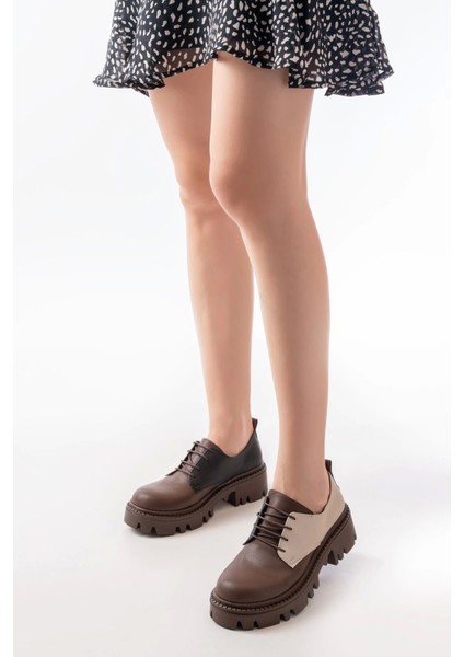 868-754 Kahverengi Garni Bağcıklı Günlük Yüksek Tabanlı Loafer Ayakkabı fiyatları