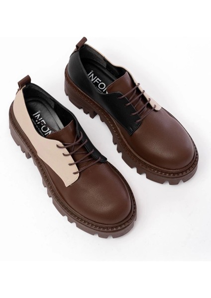 868-754 Kahverengi Garni Bağcıklı Günlük Yüksek Tabanlı Loafer Ayakkabı modelleri