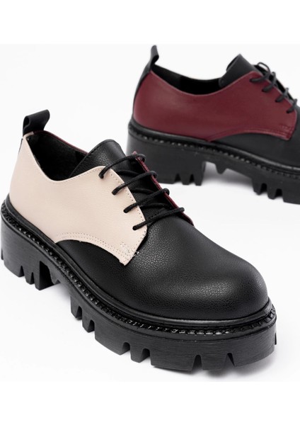 868-754 Siyah Garni Bağcıklı Günlük Yüksek Tabanlı Loafer Ayakkabı modelleri