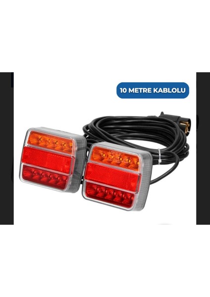 Mıknatıslı LED Römork Stop Lambası Seti 7 Pin Soketli 12V