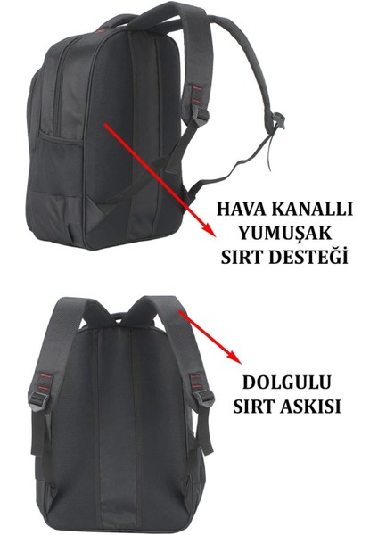 Su Geçirmez Kumaş 17,3 Inç Siyah Laptop Sırt Çantası