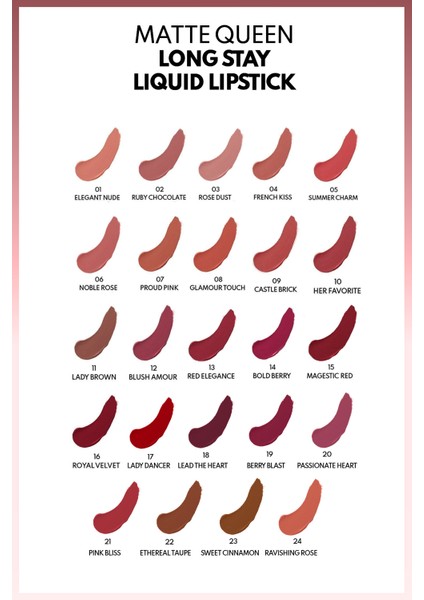 Matte Queen Lipstick 17 Lady Dancer Kalıcı Likit Ruj - Kırmızı