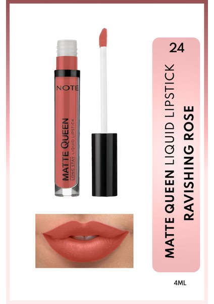 Matte Queen Lipstick Kalıcı Mat Likit Ruj - 24 Ravishing Rose - Nude