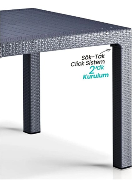 90X90 Rattan Masa Bahçe Teras Balkon Masası Kare Rattan Masa