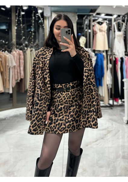 Morni Leopar Desenli Oversize Boyfriend Kesim Blazer fiyatları