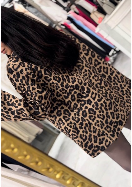 Morni Leopar Desenli Oversize Boyfriend Kesim Blazer fırsatları