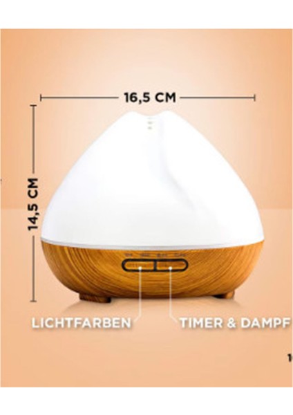 Hava Nemlendirici 7 LED Işıklı Aromatik Oda Kokusu 500 ml Difüzörü Buhar Makinası