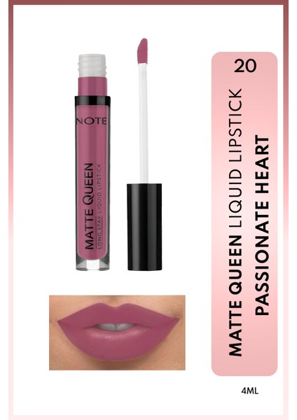 Matte Queen Lipstick 20 Passionate Heart Kalıcı Likit Ruj - Mor