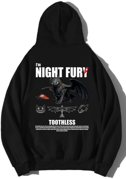 Unisex Oversize Night Fury Ejderhanı Nasıl Eğitirsin Hoodie