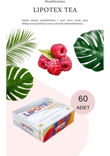 Lipotex Powdered Tea Ahududu Aromalı Tea Detoks Form Çayı 1 Aylık