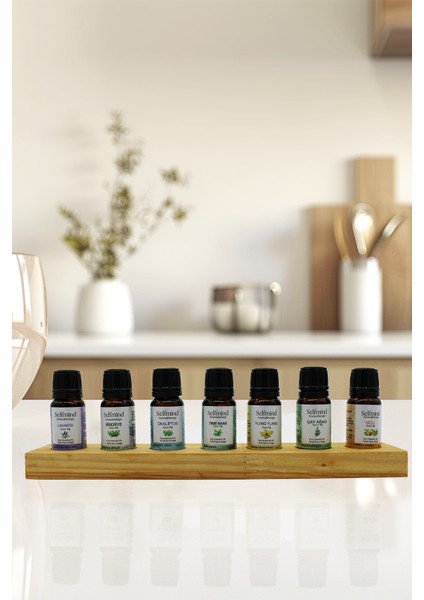 Selfmind Aromaterapi 7 Delikli Uçucu Yağ Standı Doğal Çam Ağacı