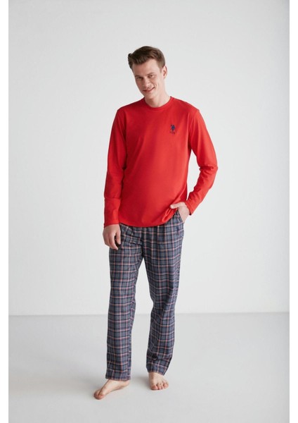 - Erkek Kırmızı Yuvarlak Yaka Pijama Takımı 024K.Z1E8TA.7GR5P1