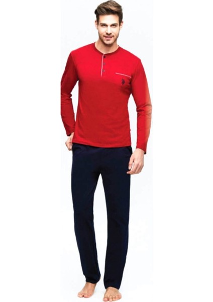 Çeyizlik Pamuklu Uzun Kol Bordo Pijama Takımı 17384