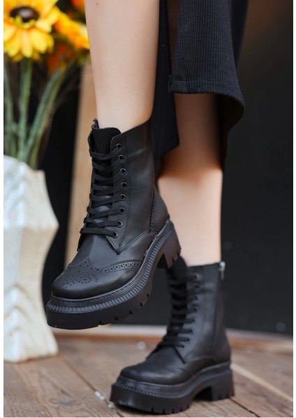 Perf Siyah Cilt Bağcıklı Bot modelleri