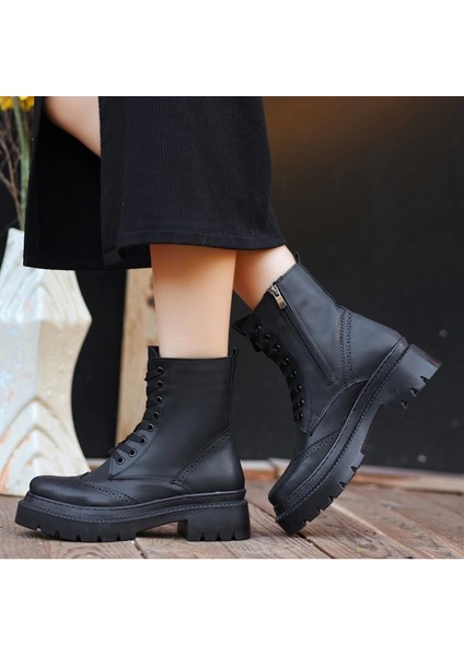 Perf Siyah Cilt Bağcıklı Bot indirimleri