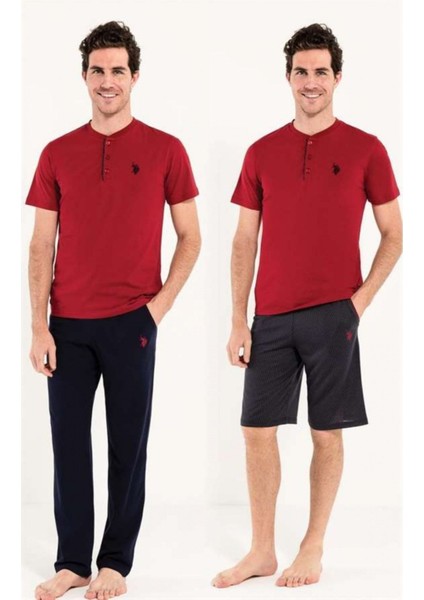 Erkek Bordo 3'Lü Pijama Takım modelleri