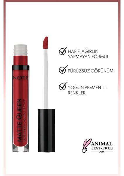 Matte Queen Lipstick Kalıcı Mat Likit Ruj - 15 Magestic Red - Kırmızı fiyatları