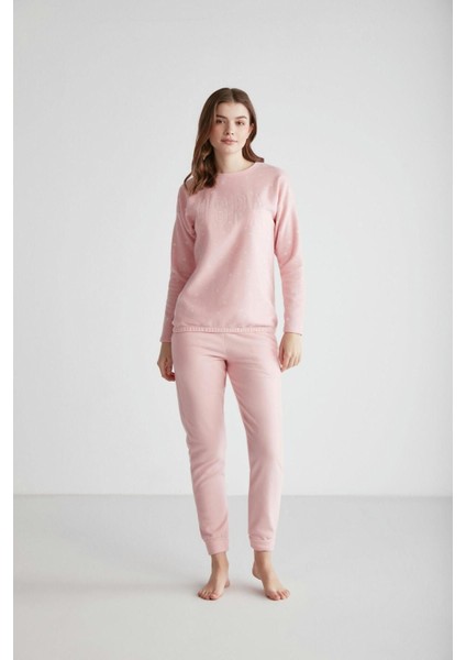 Kadın Pembe Yuvarlak Yaka Pijama Takımı 024K.Z1ET6AG9.R.6P0