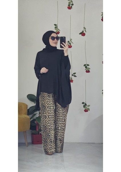 Gabardin Leopar Pantolon Kadın