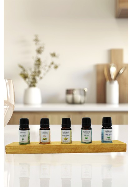 Selfmind Aromaterapi 5 Delikli Uçucu Yağ Standı Doğal Çam Ağacı