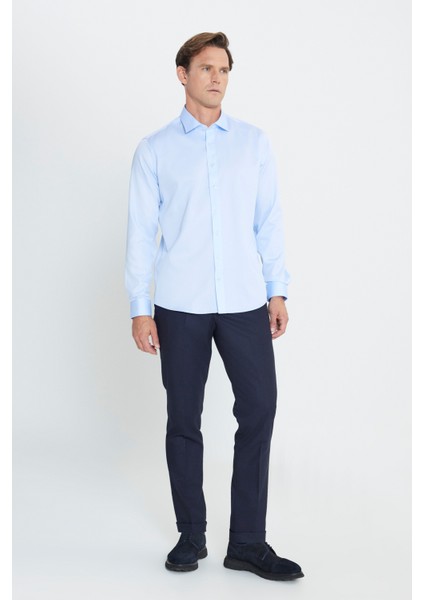 Slim Fit Dar Kesim Klasik Yaka %100 Pamuk Ütü Gerektirmeyen Non-Iron Gömlek fiyatları