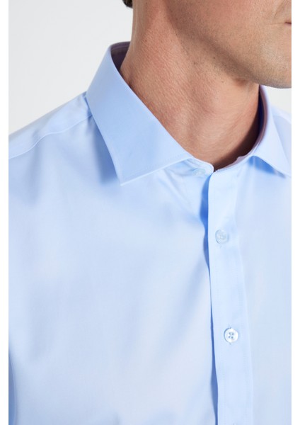 Slim Fit Dar Kesim Klasik Yaka %100 Pamuk Ütü Gerektirmeyen Non-Iron Gömlek indirimleri