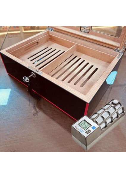 Velvet Humidor Puro Kutusu Mat Siyah 50's Cigarspa Elektronik Nemlendirme