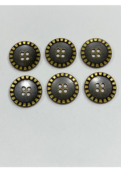Trençkot Ceket Düğmesi 6 Lı Set / Oksit Metal Düğme / 2 cm