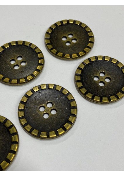 Trençkot Ceket Düğmesi 6 Lı Set / Oksit Metal Düğme / 2 cm