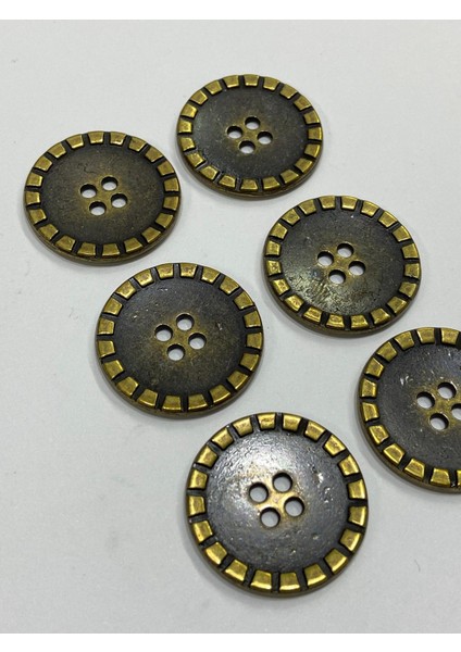 Trençkot Ceket Düğmesi 6 Lı Set / Oksit Metal Düğme / 2 cm