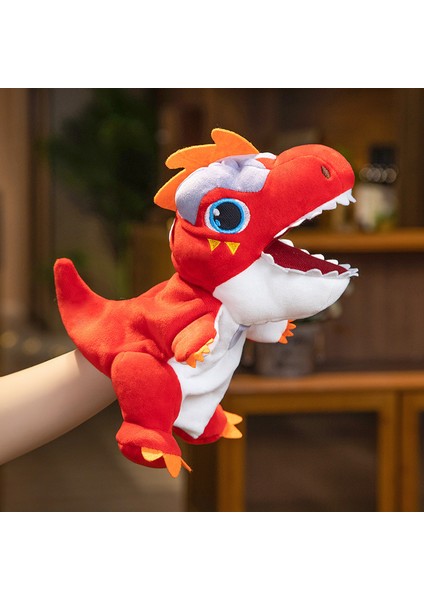 Kırmızı Triceratops El Hayvan Rol Yapma Çocuk Peluş Oyuncak Kukla 30 cm (Yurt Dışından)